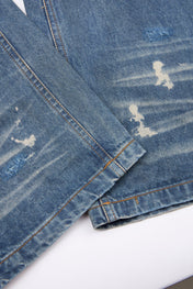Washed Elastic Distressed Denim