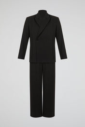 Black Double-Breasted Tailored Suit