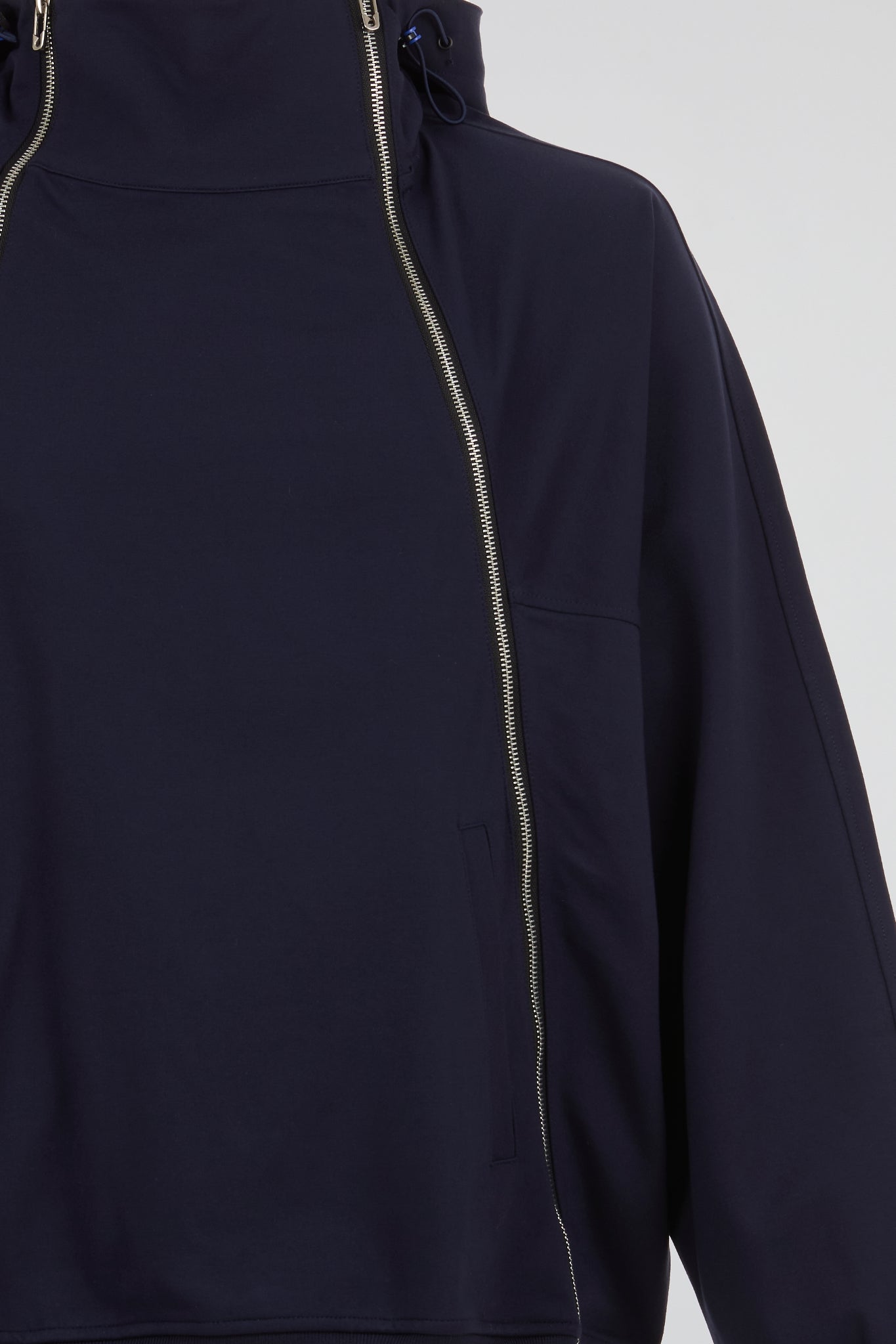 Navy Asymmetric Zip Hoodie