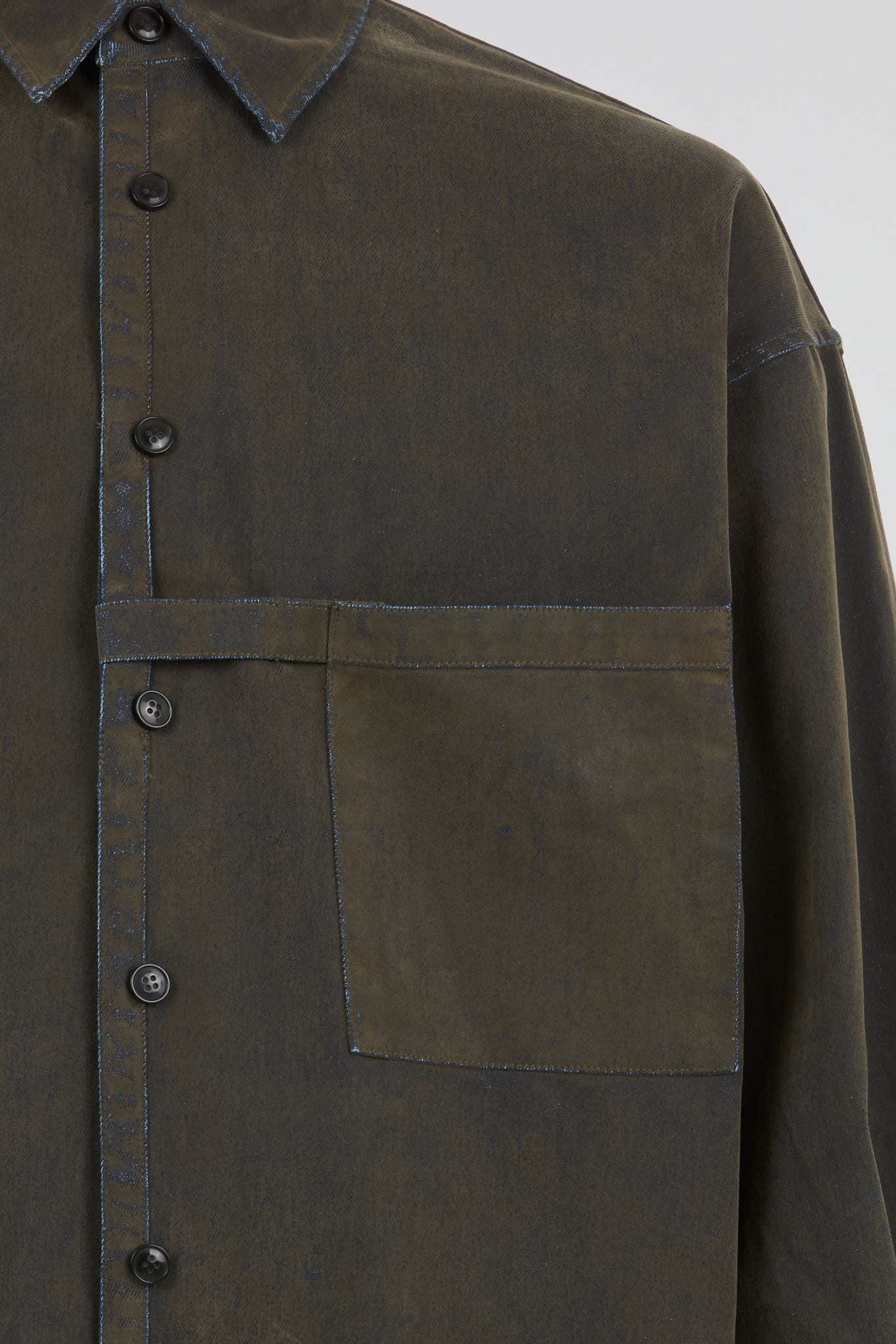 Oil Olive Acid-Washed Utility Shirt