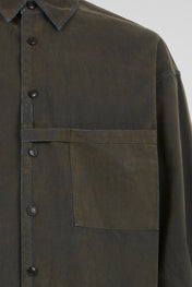 Oil Olive Acid-Washed Utility Shirt