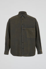Oil Olive Acid-Washed Utility Shirt
