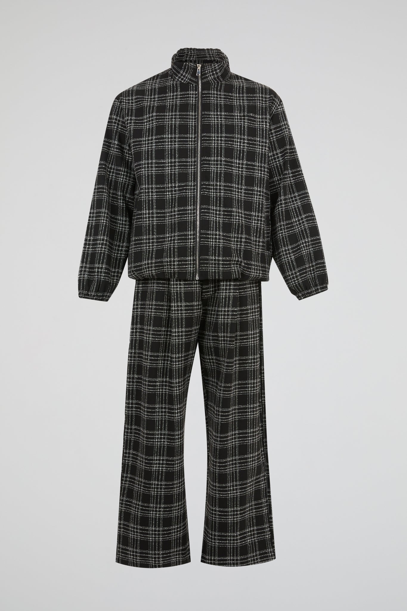 DUMIST Plaid Funnel-Neck Tracksuit