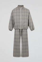 DUMIST Plaid Funnel-Neck Tracksuit