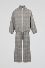 DUMIST Plaid Funnel-Neck Tracksuit