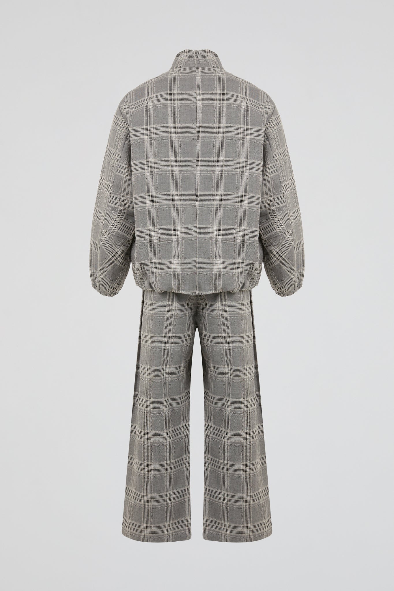 DUMIST Plaid Funnel-Neck Tracksuit