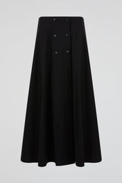 Buttoned A-Line Skirt Black