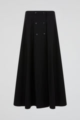 Buttoned A-Line Skirt Black