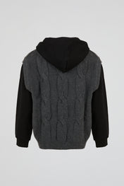 Anthracite Grey Cable-Knit Hooded Gilet