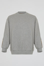 Heather Grey Multi-Tonal Cable-Knit Sweatshirt