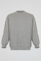 Heather Grey Multi-Tonal Cable-Knit Sweatshirt