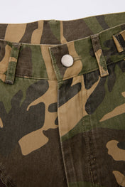 Flared Trousers Green Camo