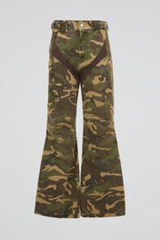 Flared Trousers Green Camo