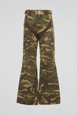 Flared Trousers Green Camo