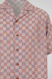 Grid-Print Camp Collar Shirt