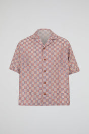Grid-Print Camp Collar Shirt