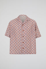 Grid-Print Camp Collar Shirt