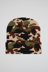 Khaki-Black Camouflage Knitted Beanie