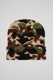 Khaki-Black Camouflage Knitted Beanie