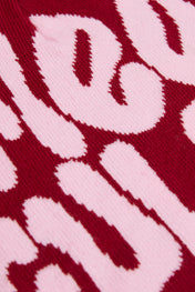 Mea Culpa Burgundy & Pink Knitted Beanie