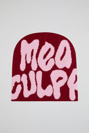 Mea Culpa Burgundy & Pink Knitted Beanie