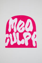 Mea Culpa Pink & White Knitted Beanie