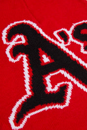 A's Red & Black Knitted Beanie