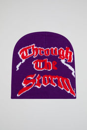 Trough the storm Purple Knitted Beanie