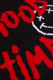 Good Timez Smiley Black Knitted Beanie