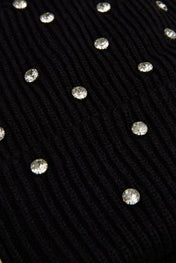 Rhinestone black lined beanie
