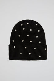 Rhinestone black lined beanie