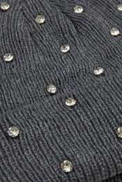 Rhinestone dark grey lined beanie
