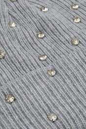 Rhinestone light grey lined beanie