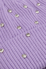 Rhinestone light purple lined beanie