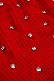 Rhinestone red lined beanie