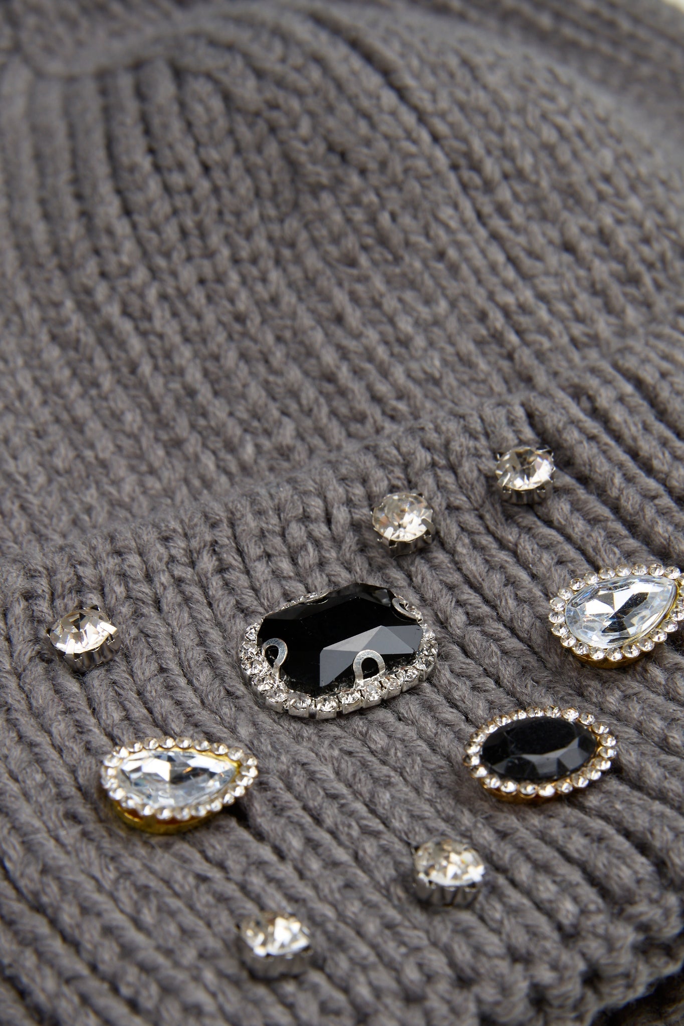 Knit Pearls Dark Grey Beanie