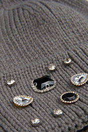 Knit Pearls Dark Grey Beanie