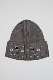 Knit Pearls Dark Grey Beanie