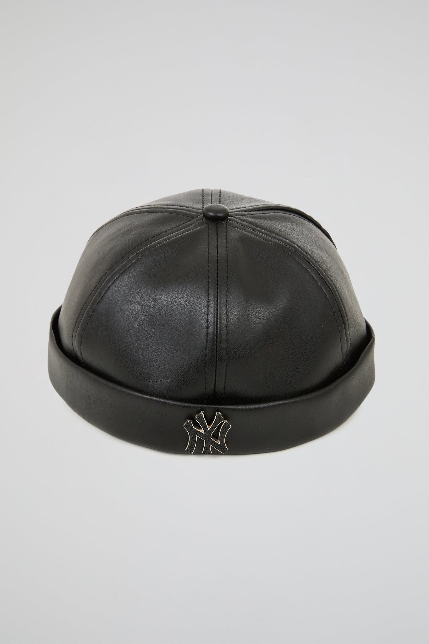 Docker Hat NY Black PU Leather
