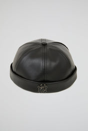 Docker Hat NY Black PU Leather