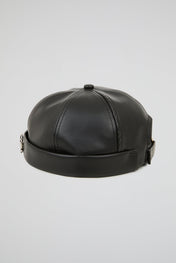 Docker Hat NY Black PU Leather