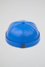 Docker Hat NY Blue PU Leather