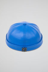 Docker Hat NY Blue PU Leather