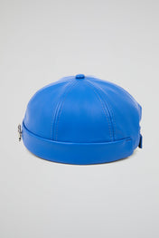 Docker Hat NY Blue PU Leather