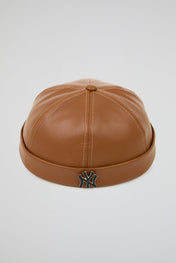 Docker Hat NY Light brown PU Leather