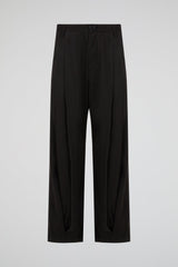 Triple Pleated Trousers Black