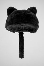 Black Plush Cat Ears Hat