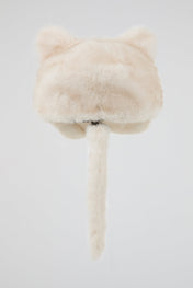 Off white Plush Cat Ears Hat