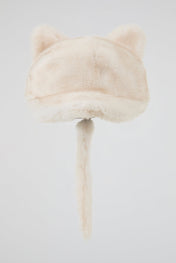 Off white Plush Cat Ears Hat