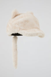 Off white Plush Cat Ears Hat